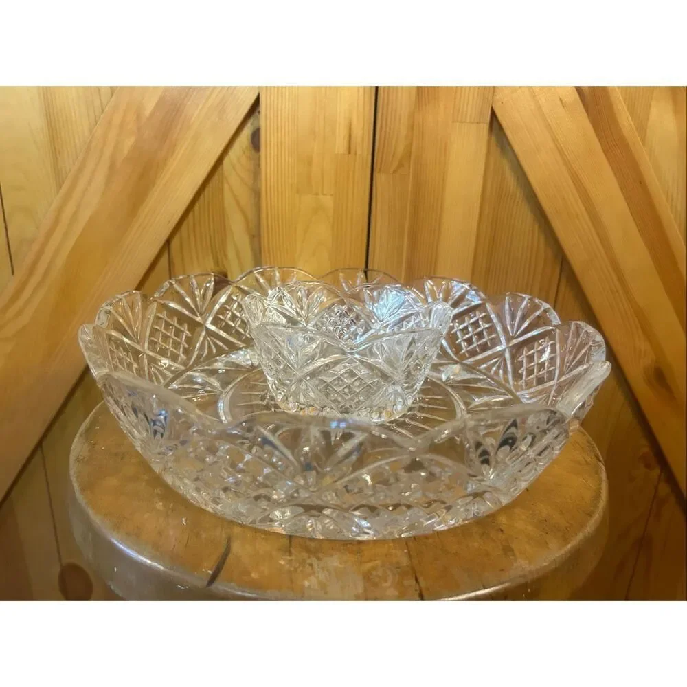 Godinger Crystal Dublin Large Shannon Chip-n-Dip bowl (5768)